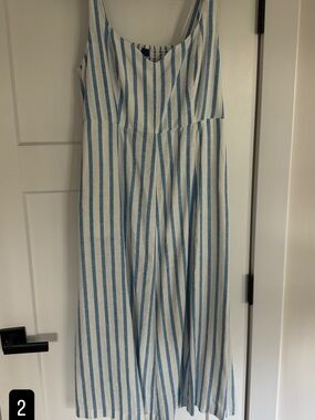 Old Navy Blue and White Striped Midi Dress